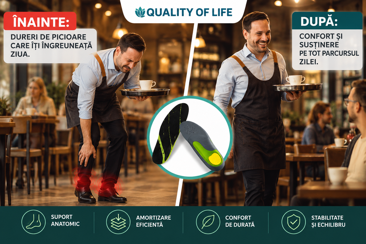 Branțuri Quality of Life™ cu Suport pentru Arcadă și Călcâi, Confort Zilnic și Susținere Plantară